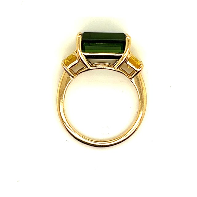 Traditional Natural Tourmaline Diamond Ring 14 Y Gold 6.15 TCW Certified For Sale - Image 3 of 11