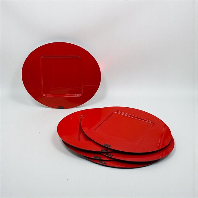 Italian Space Age Red Placemats from Robex, 1970s, Set of 6 For Sale - Image 4 of 13