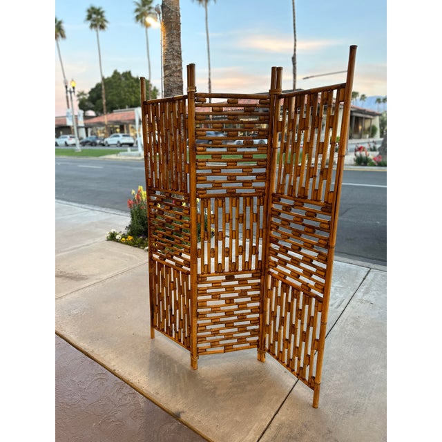 Vintage 70’s Cane Bamboo Room Divider Privacy Screen | Chairish