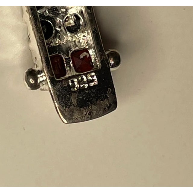 Sterling Silver Rhodium, Ruby, and Sapphire Double Row Tennis Bracelet For Sale - Image 4 of 5