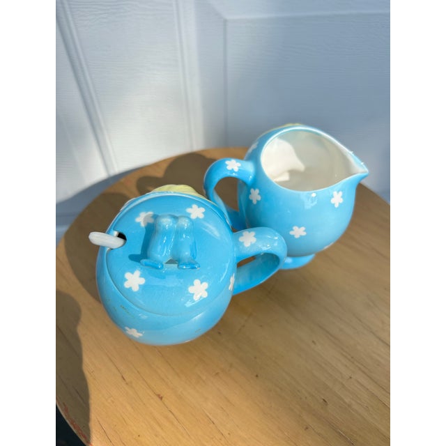 Mid 20th Century Napco “Miss Cutie Pie” Sugar Bowl and Creamer Set For Sale - Image 10 of 12