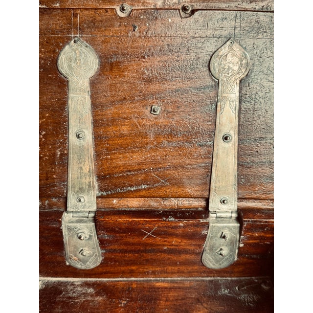 Metal 19th Century Tibetan Silver Mounted Wooden Box For Sale - Image 7 of 8