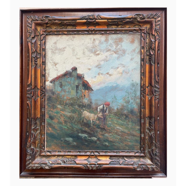 Bonfatti, Shepherdess, 20th Century, Oil on Canvas For Sale - Image 7 of 7