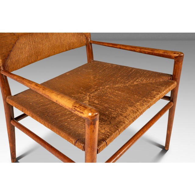 Wood Rare Mid-Century Modern Armchair in Original Condition in Oak & Rush by Mel Smilow for Smilow-Thielle, Usa, C. 1950s For Sale - Image 7 of 18