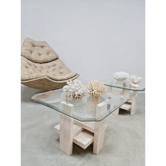Design alert! This set of travertine coffee tables from designer Willy Ballez are a real addition to any interior. Country...