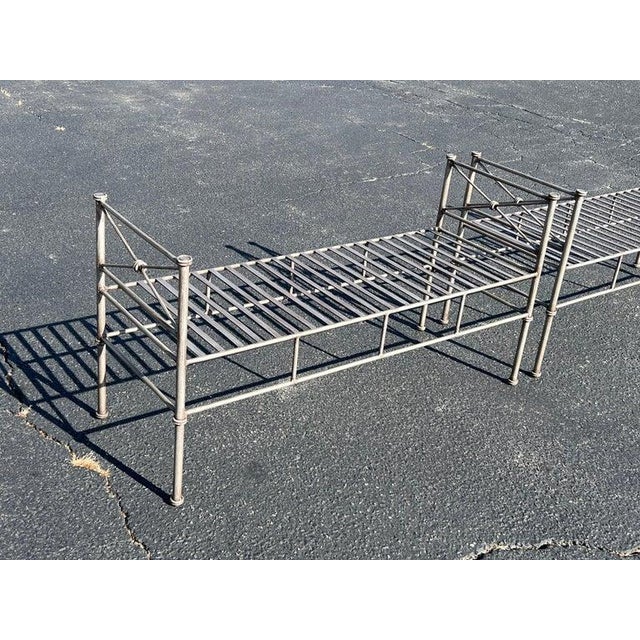 Silver Pair of Silver Colored Iron Benches or Settees For Sale - Image 8 of 17