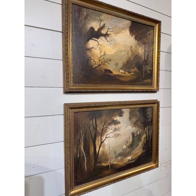 English Pair of Early 20th Century Oil Paintings For Sale - Image 3 of 13