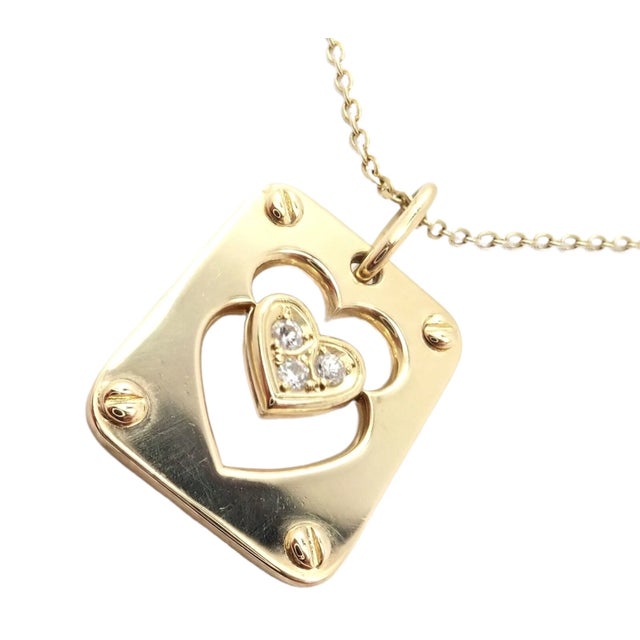 Rare Christian Dior 18k Yellow Gold Diamond Ace Of Hearts Card Pendant Necklace Details: Metal: 18k yellow gold Length:...