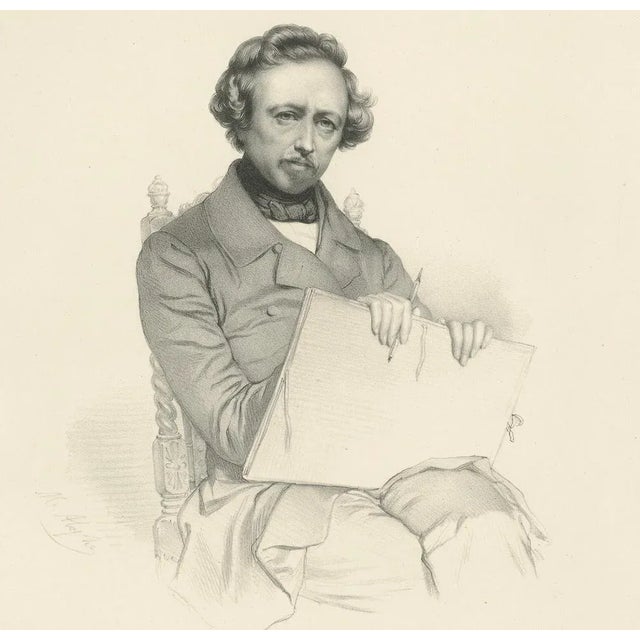 Le Gout-Gérard, Portrait of Ary Scheffer, 1855, Lithograph For Sale - Image 4 of 10