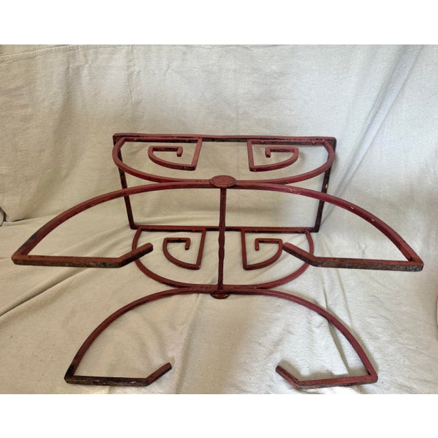1950s Vintage Mid-Century Art Deco Greek Key Wrought Iron & Tile Top Accent Table For Sale - Image 5 of 9