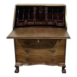 English Curved Mahogany Back Desk, 1930s For Sale