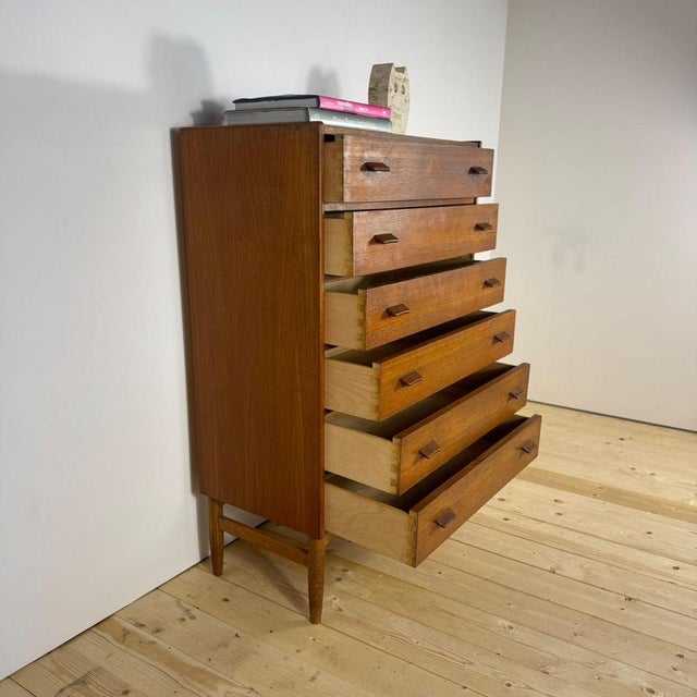 Tall Teak Chest of Drawers with 6 Drawers – Design by Poul Volther (1960s)