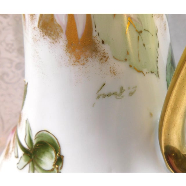 1910s Turn Vienna Hand Painted, Signed and Numbered Floral Chcoolate Pot With Lid For Sale - Image 12 of 13