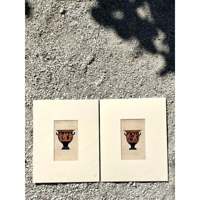 Vintage Boho Greek Urns Original Print For Sale - Image 11 of 12
