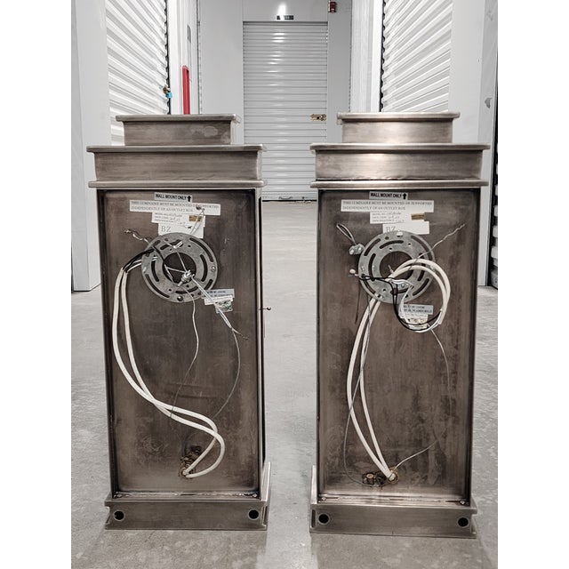 Metal Chapman & Myers Polished Nickel Linear Wall Lanterns- A Pair For Sale - Image 7 of 15