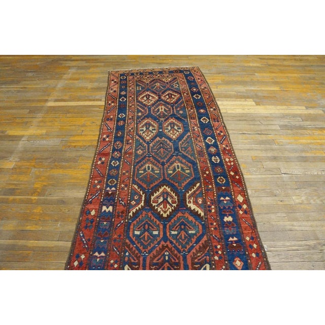 1880s Red Ruby Diamond Traditional Antique n.w. Persian Malayer Rug 3'2" X 13' Hand Knotted Wool Carpet For Sale - Image 4 of 6