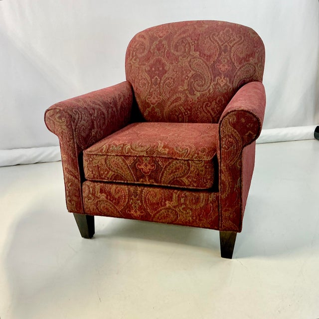 This is a lovely Club Side Chair covered in an Italian fabric with a Paisley print in Cotton Chenille. It's a deep rich...