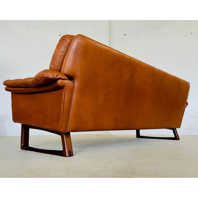 Vintage Danish Three-Seater Sofa in Cognac Leather by Svend Skipper, 1970s For Sale - Image 9 of 18