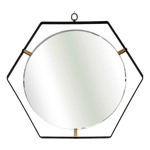 Vintage Italian Wall Mirror attributed to Santambrogio & De Berti, 1960 For Sale