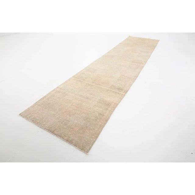 Textile Vintage Runner Rug in Faded Beige For Sale - Image 7 of 12