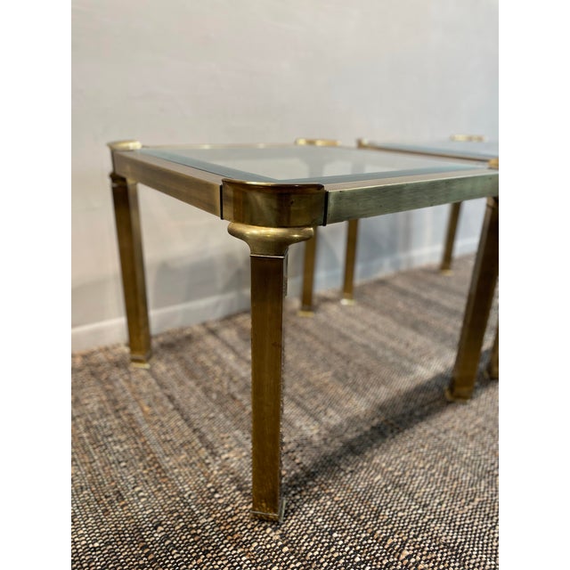 Brass 1960s Vintage in the Manner of Mastercraft Hollywood Regency Side Tables - A Pair For Sale - Image 8 of 9