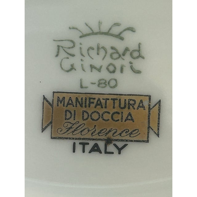 White Late 20th Century Richard Ginori Porcelain “Pincio Red” Gravy Boat With Attached Underplate For Sale - Image 8 of 9