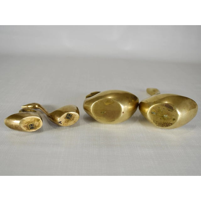 Metal Mid Century Solid Brass Swan Water Bird Figurines- Set of 4 For Sale - Image 7 of 8
