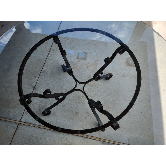 Round Glass Dining Table, Wrought Iron Base Chairish