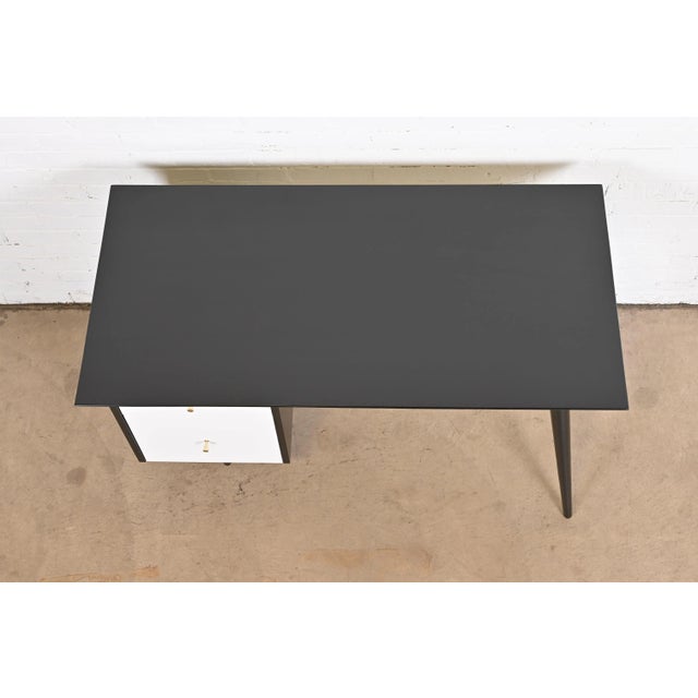 Paul McCobb Planner Group Black and White Lacquered Writing Desk, Newly Refinished For Sale - Image 9 of 13