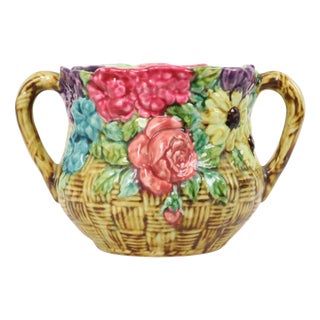 Art Nouveau Majolica Flowerpot Cachepot, France, 1890s For Sale