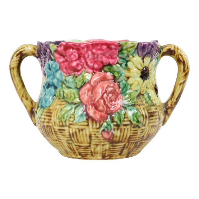 Art Nouveau Majolica Flowerpot Cachepot, France, 1890s For Sale