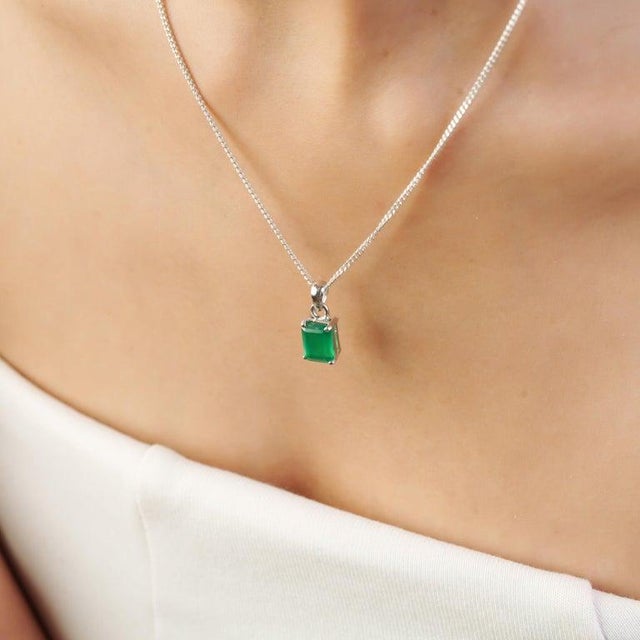 Not Yet Made - Made To Order 2.26 CTW Green Onyx Octagon Pendant in 925 Sterling Silver For Sale - Image 5 of 12