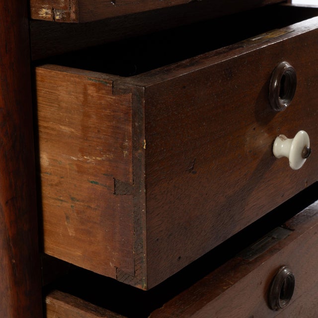 Wood 19th Century Walnut Bank of Four Drawers For Sale - Image 7 of 11