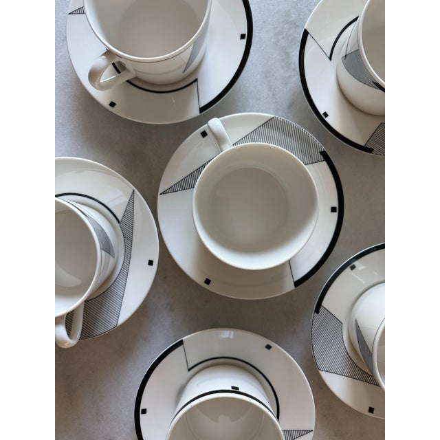 White Christopher Stuart Optima Coffee Cups and Saucers - Set of 6 For Sale - Image 8 of 11