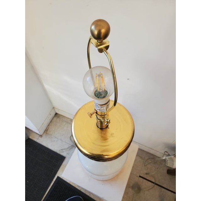White Late 20th Century Milk White and Gold Table Lamp For Sale - Image 8 of 10