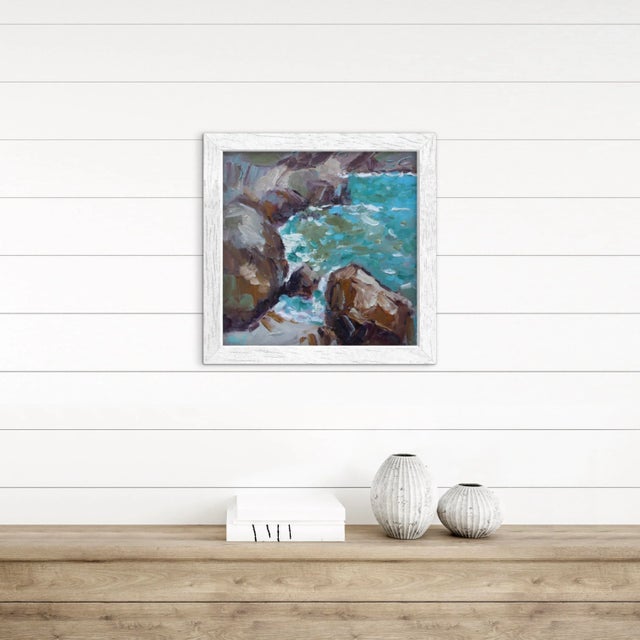 Cerulean Cove, Modern Impressionist Seascape Oil Painting For Sale - Image 4 of 7