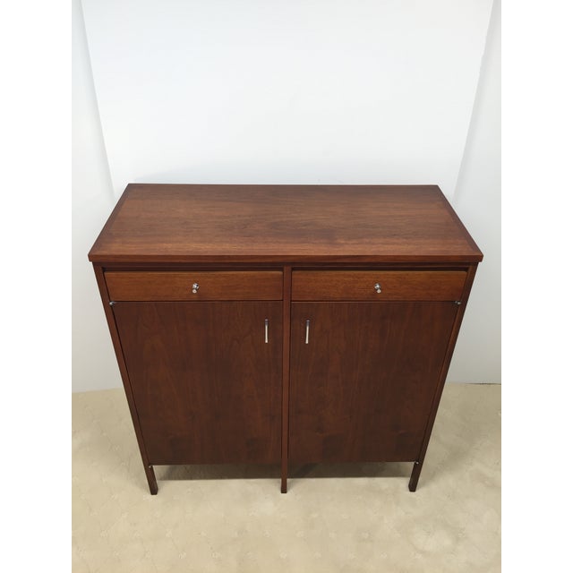 Paul McCobb Mid 20th Century Lane Delineator Fitted Interior High Chest Designed by Paul McCobb in Walnut With Chrome Hardware For Sale - Image 4 of 18