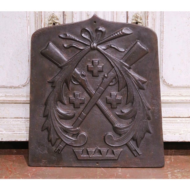 Late 19th Century 19th Century French Cast Iron Heraldic Wall Hanging Shield Plaque For Sale - Image 5 of 6