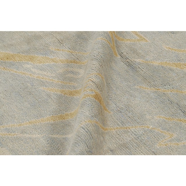 Textile Rug & Kilim’s French Art Deco Style Rug in Blue With Yellow Geometric Patterns For Sale - Image 7 of 8