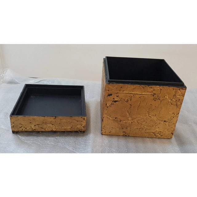 Decorative gold box by Speer. Really nice for gifts and display. Especially Christmas season. Black on the inside.