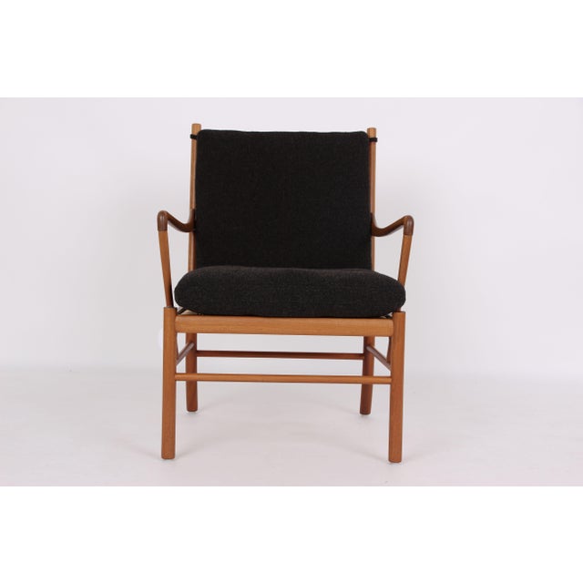 PJ149 Colonial Chair in Mahogany and Brown Fabric by Ole Wanscher for Poul Jeppesens Møbelfabrik, 1950s For Sale - Image 11 of 11