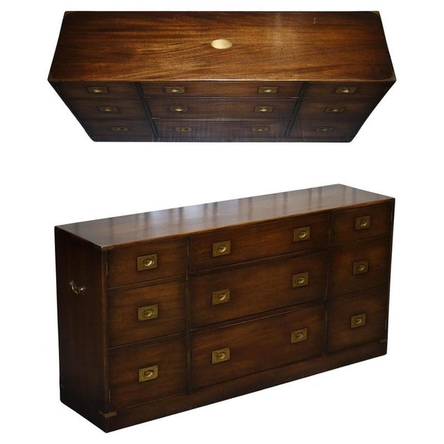 British Military Campaign Sideboard with Brass Fittings from Bevan Funnell, 1950s For Sale - Image 18 of 18