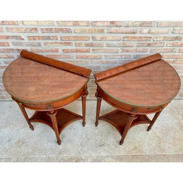 Empire Style Mahogany Nightstands with Bronze and Brass Details, 1930s, Set of 2 For Sale - Image 14 of 18