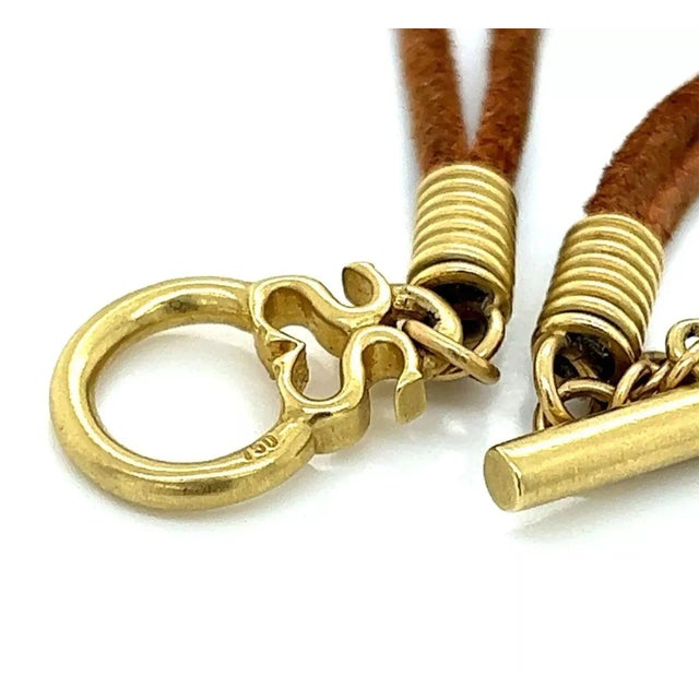 Slane & Slane Fenestra 18k Gold Open Ring Suede Cord Toggle Bracelet For Sale In Miami - Image 6 of 6