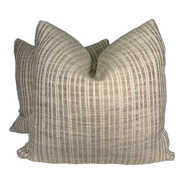 Christopher Farr Cloth “Unravel Woven” in Rose 22” Pillows-a Pair For Sale