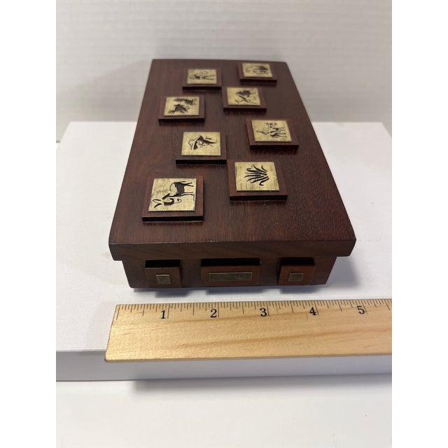Wood 1960s Mid-Century Modern Rosewood Wood Jewelry Trinket Box Sterling Silver Inlay With Hinged Lid For Sale - Image 7 of 8