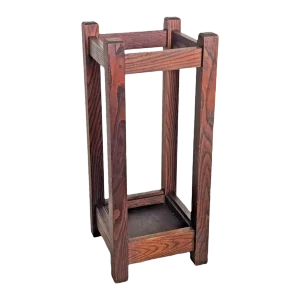 Antique 1910s Arts & Crafts Mission Oak Umbrella / Cane Stand