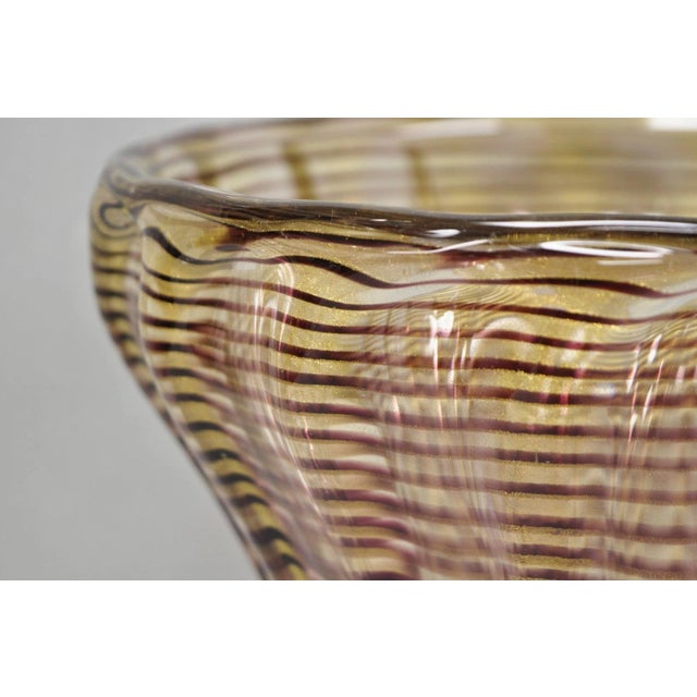 Mid 20th Century Ercole Barovier Zebrato Murano Art Glass Vase Zebrati for Ferro Toso Barovier For Sale - Image 9 of 14