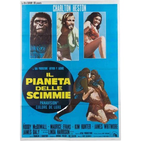 Paper Vintage Italian 2-Foglio Planet of the Apes Poster, 1960s For Sale - Image 7 of 7
