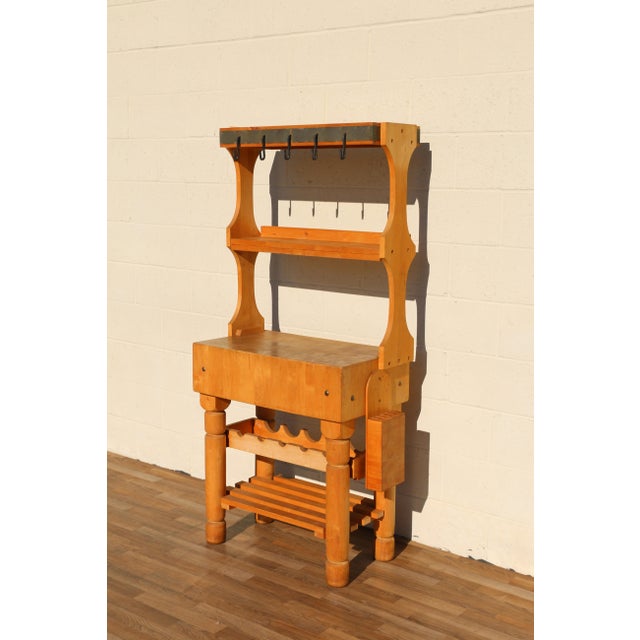 Vintage I. Magnin Solid Wood Butcher Block Baker’s Rack Kitchen Workbench For Sale - Image 4 of 18